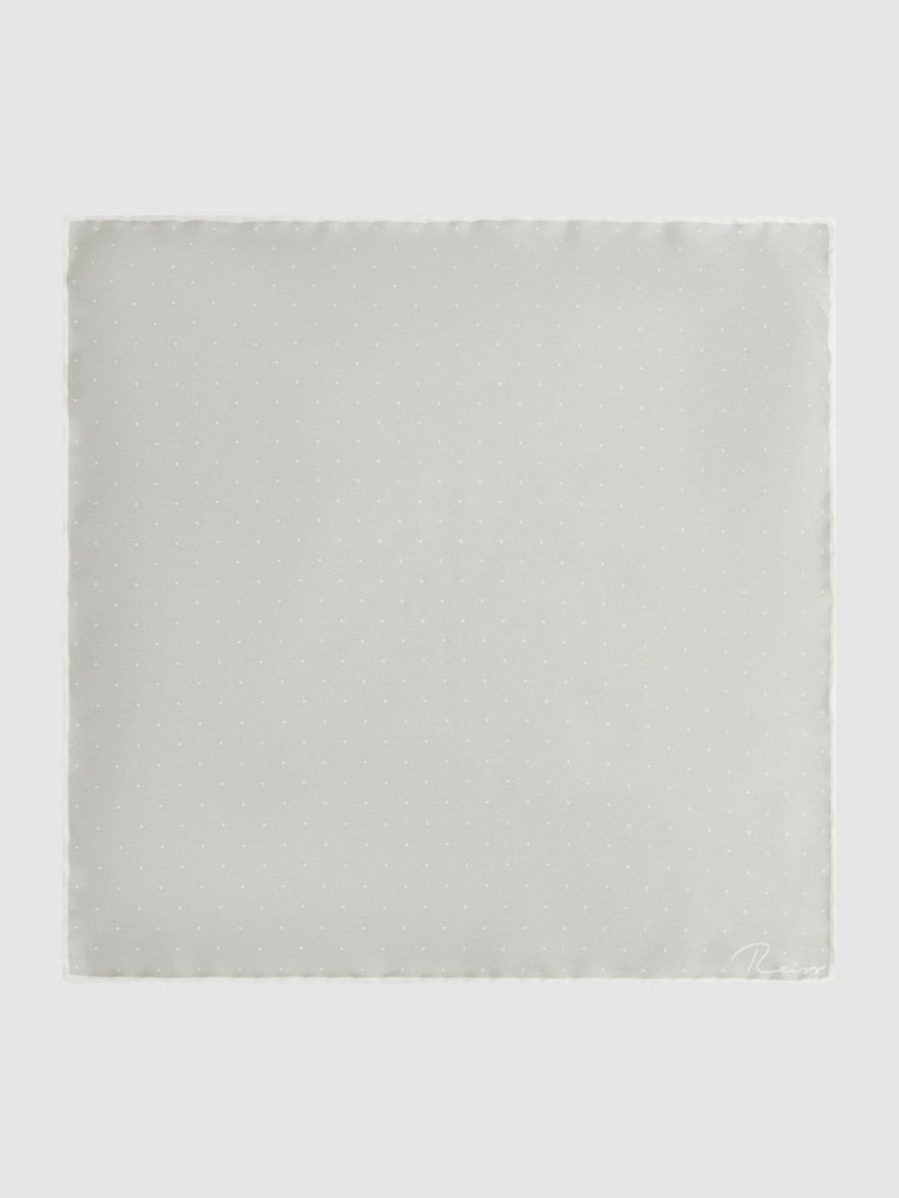 Men Polka Dot Silk Pocket Square in Silver