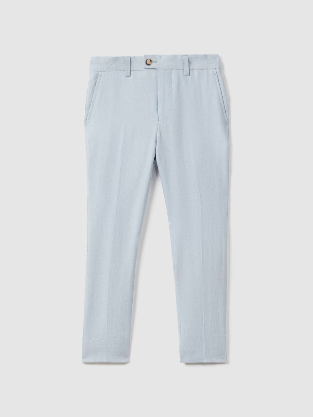 Children & Baby 9-13 yrs Slim Fit Linen Adjustable Trousers in Soft Blue