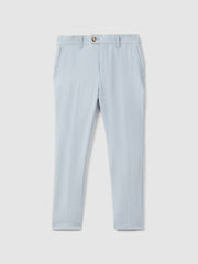 Children & Baby 9-13 yrs Slim Fit Linen Adjustable Trousers in Soft Blue