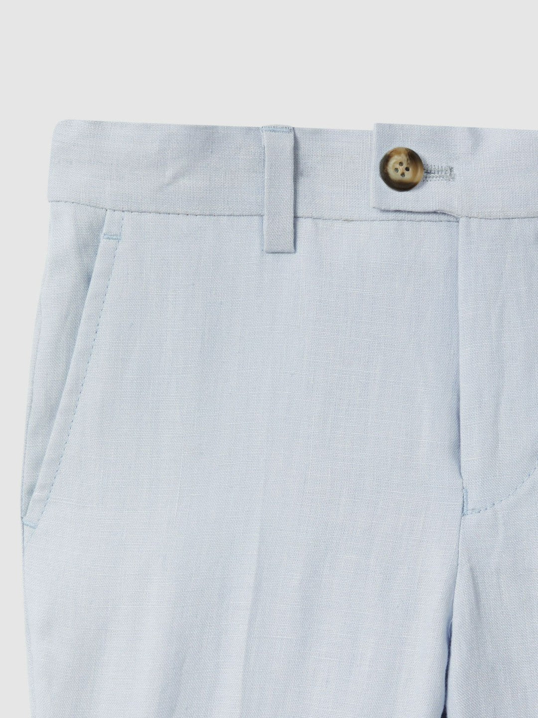 Children & Baby 9-13 yrs Slim Fit Linen Adjustable Trousers in Soft Blue