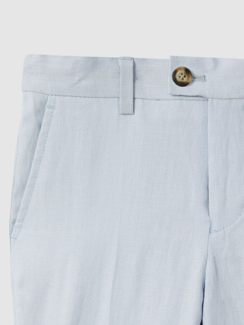 Children & Baby 9-13 yrs Slim Fit Linen Adjustable Trousers in Soft Blue