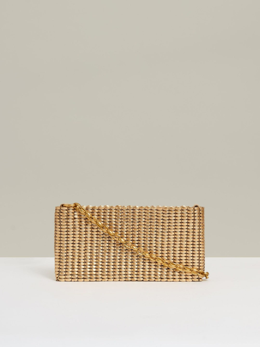 Women Beaded Removable Strap Shoulder Bag in Gold
