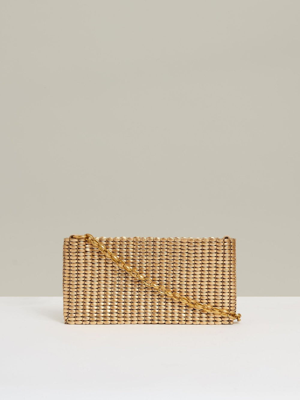 Women Beaded Removable Strap Shoulder Bag in Gold