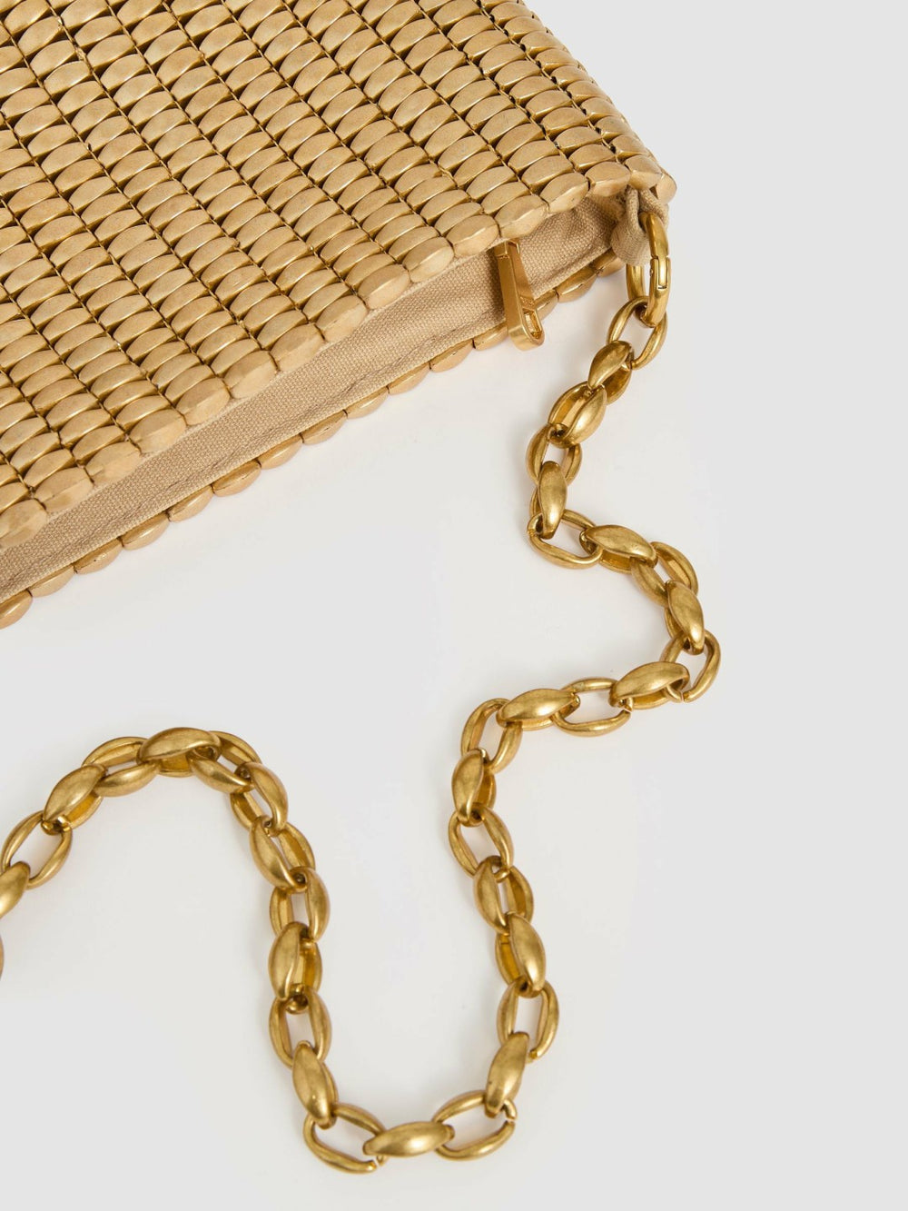 Women Beaded Removable Strap Shoulder Bag in Gold
