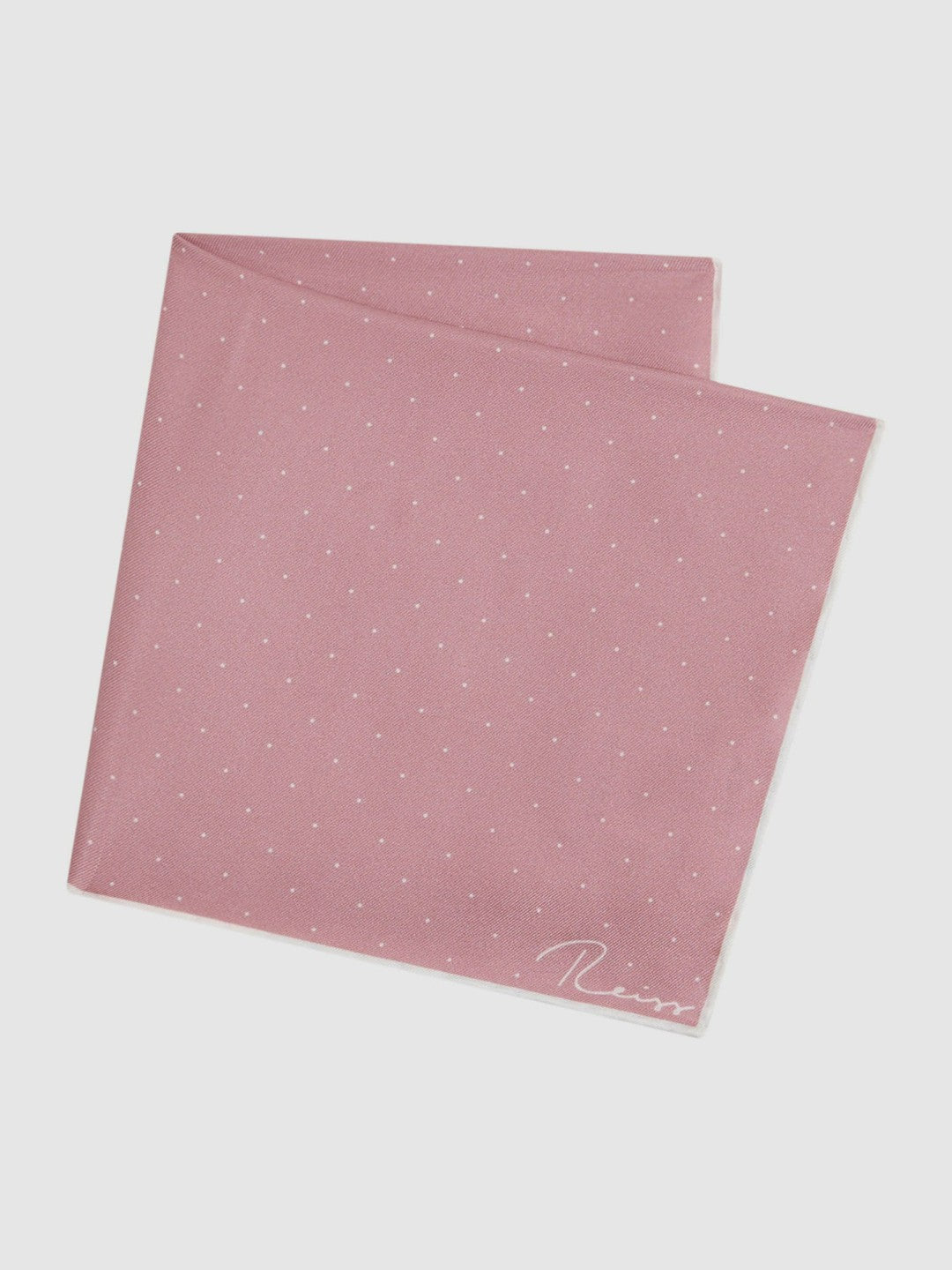 Men Polka Dot Silk Pocket Square in Pink