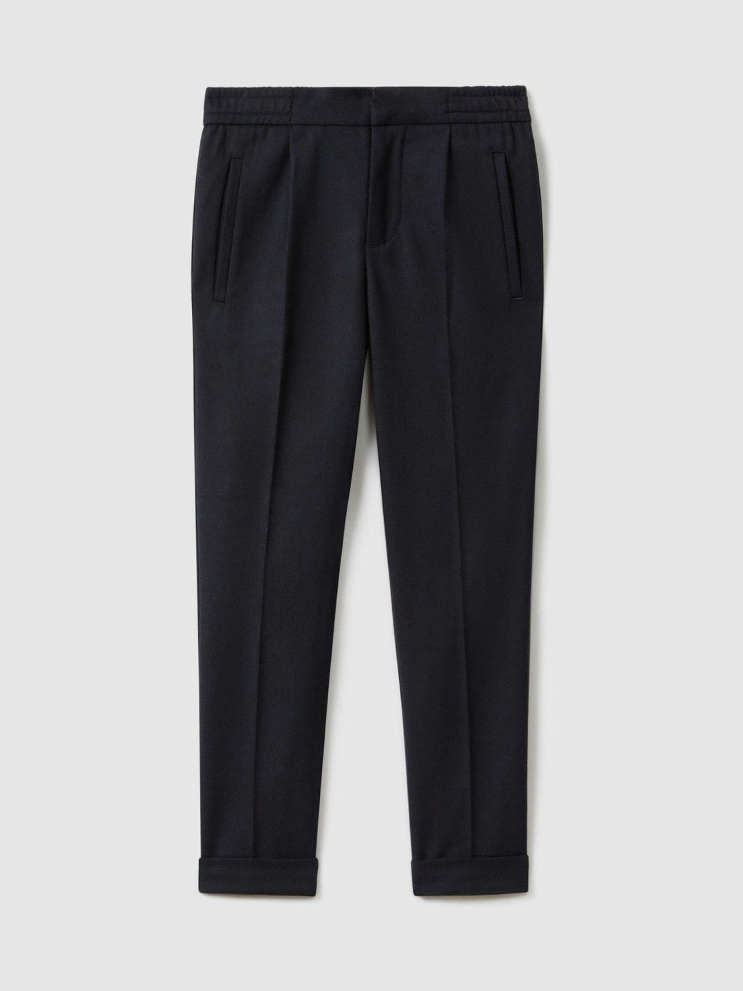 Children & Baby 3-9 yrs Relaxed Elasticated Trousers with Turn-Ups in Navy