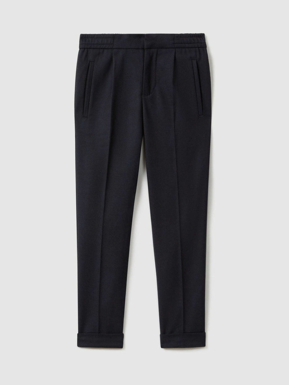 Children & Baby 3-9 yrs Relaxed Elasticated Trousers with Turn-Ups in Navy