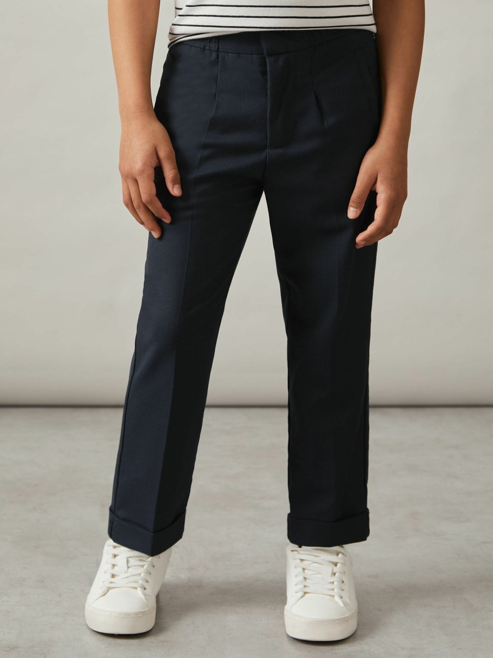 Children & Baby 3-9 yrs Relaxed Elasticated Trousers with Turn-Ups in Navy