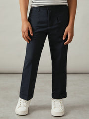 Children & Baby 3-9 yrs Relaxed Elasticated Trousers with Turn-Ups in Navy