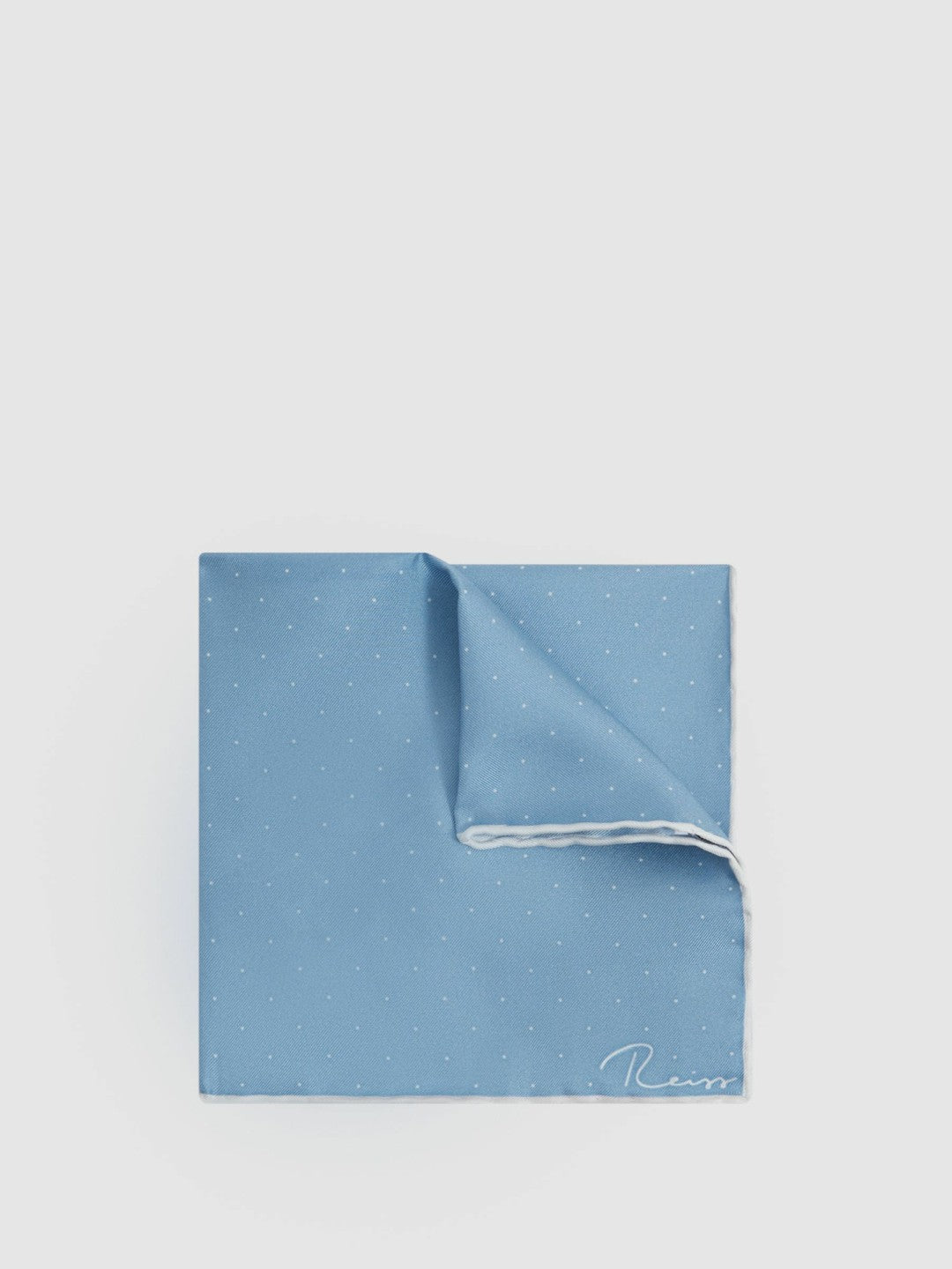 Men Polka Dot Silk Pocket Square in Blue