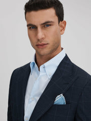 Men Polka Dot Silk Pocket Square in Blue