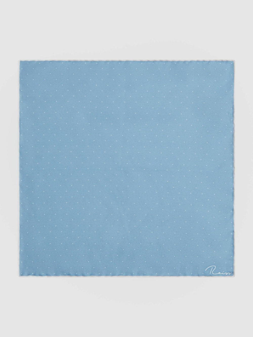 Men Polka Dot Silk Pocket Square in Blue