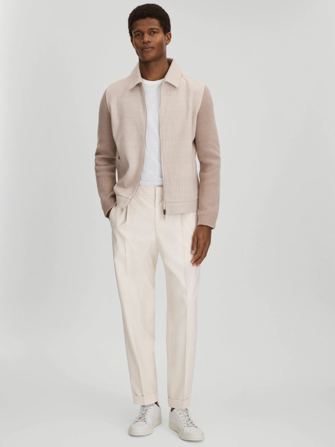 Men Harrys of London Grained Leather Trainers in White