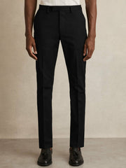 Men Slim Fit Cotton Blend Chinos in Black
