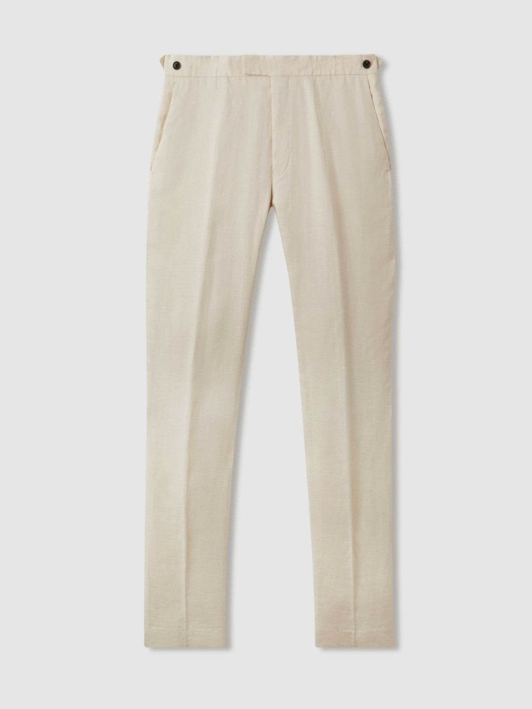 Men Slim Fit Linen Adjuster Trousers in Stone