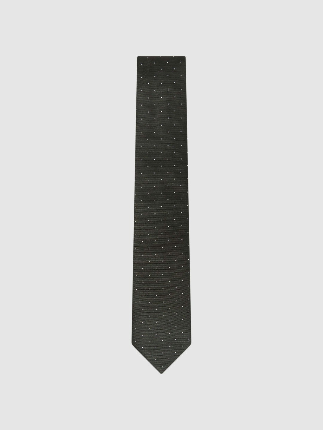 Men Polka Dot Silk Tie in Dark Green