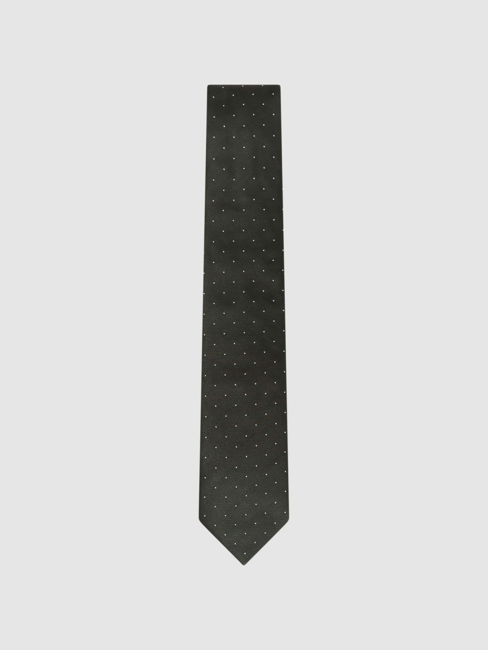 Men Polka Dot Silk Tie in Dark Green