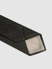 Men Polka Dot Silk Tie in Dark Green
