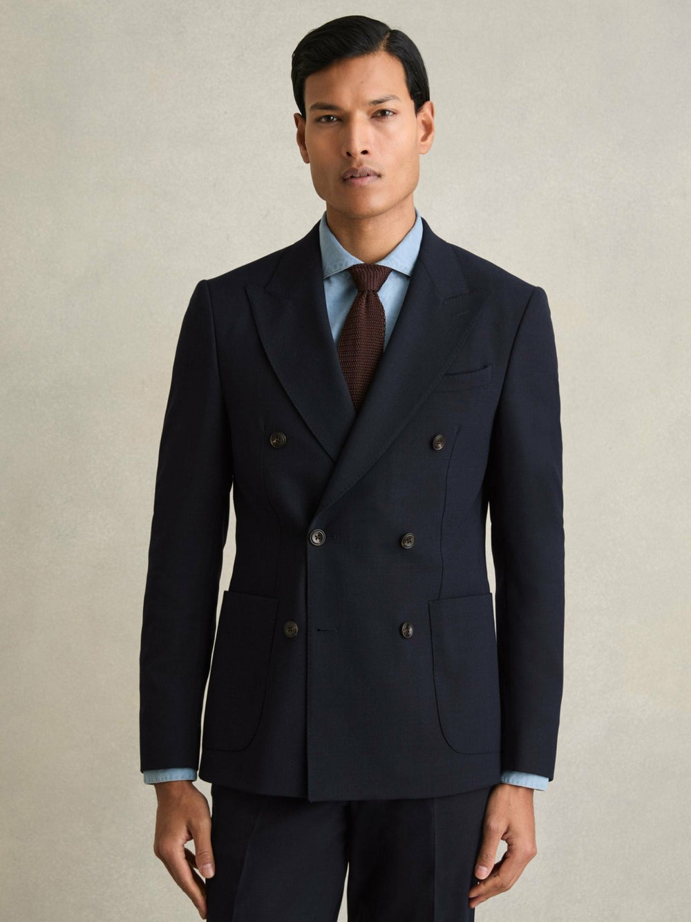 Men Double Breasted Suit Blazer Slim Fit in Navy