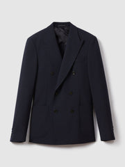 Men Double Breasted Suit Blazer Slim Fit in Navy