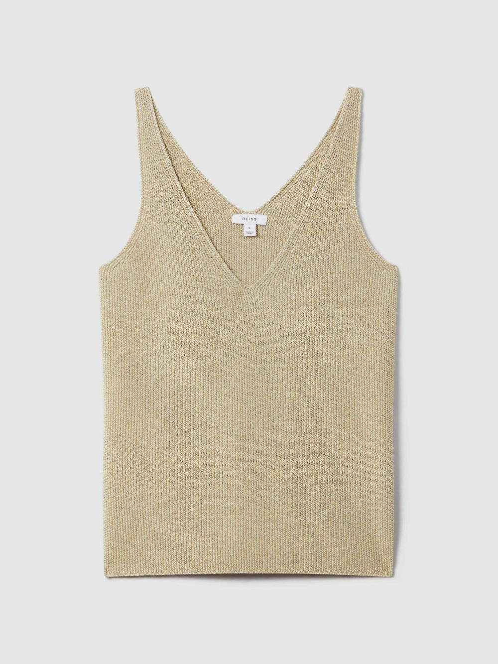 Women Metallic V-Neck Vest in Gold