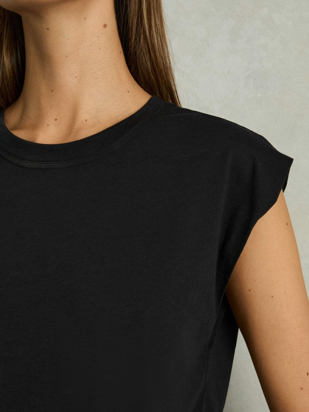 Women Cotton Capped Sleeve T-Shirt in Black