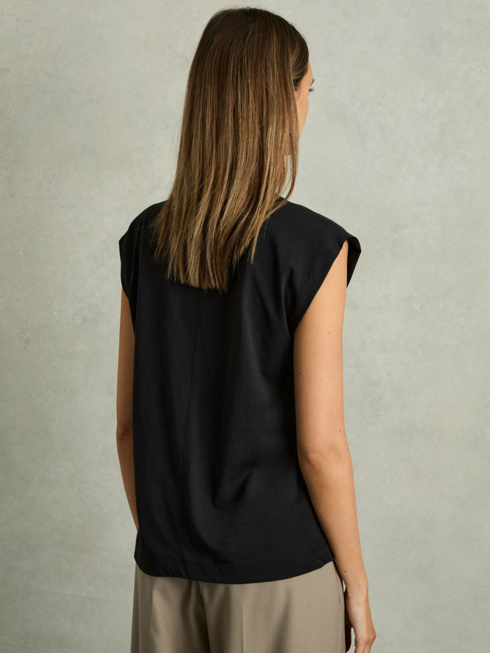 Women Cotton Capped Sleeve T-Shirt in Black