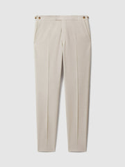 Men Slim Fit Side Adjuster Trousers in Stone