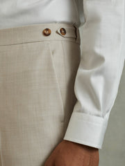 Men Slim Fit Side Adjuster Trousers in Stone
