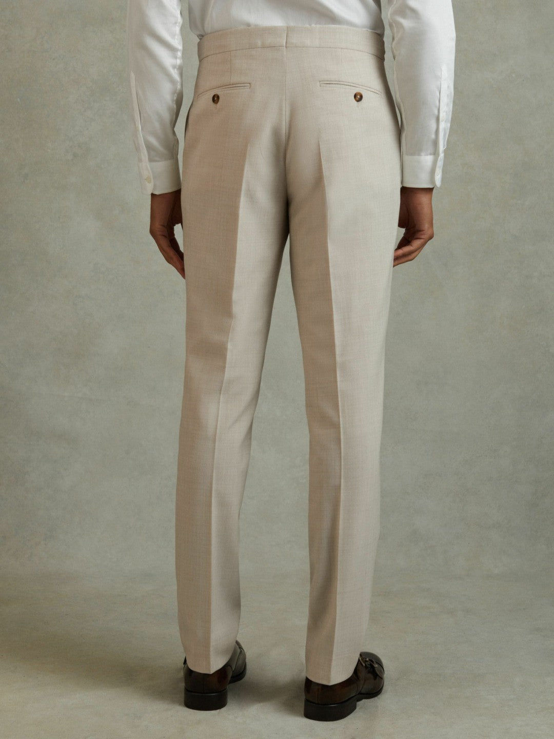 Men Slim Fit Side Adjuster Trousers in Stone