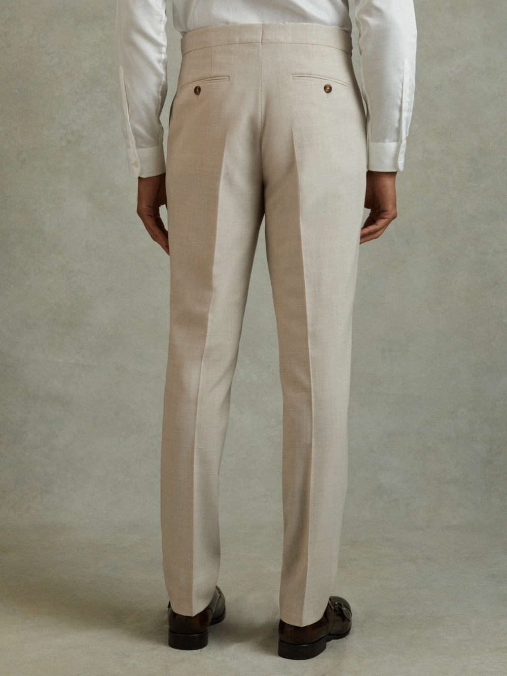 Men Slim Fit Side Adjuster Trousers in Stone