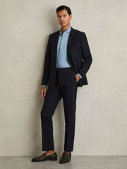 Men Slim Fit Side Adjuster Trousers in Navy