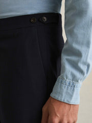 Men Slim Fit Side Adjuster Trousers in Navy
