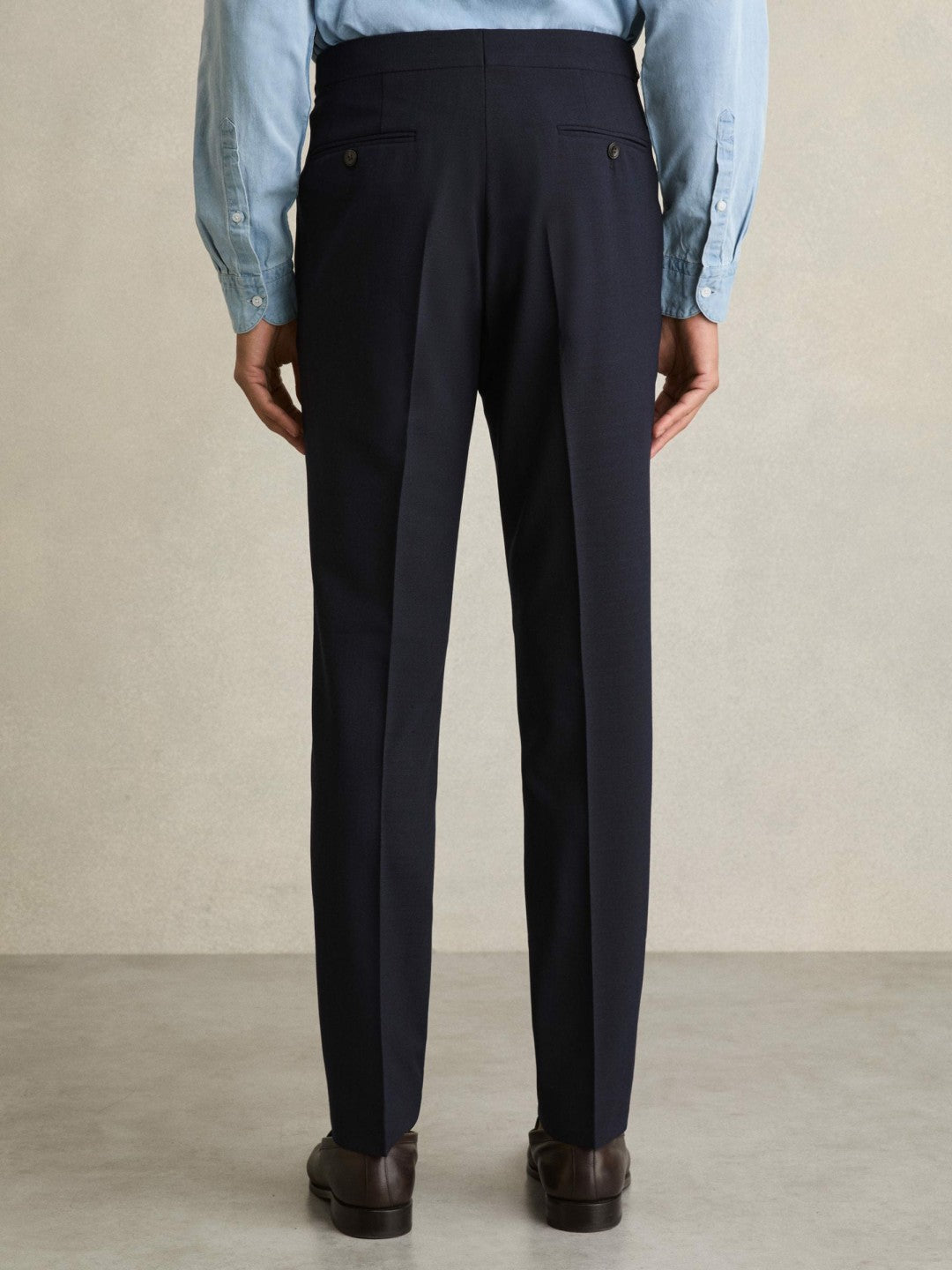 Men Slim Fit Side Adjuster Trousers in Navy