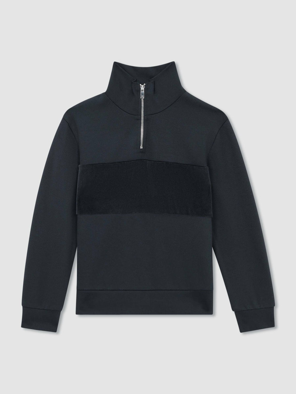 Children & Baby 9-13 yrs Slim Fit Half-Zip Funnel Neck Velour Sweatshirt in Navy