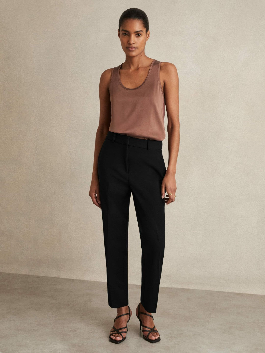Women Petite Slim Fit Suit Trousers in Black