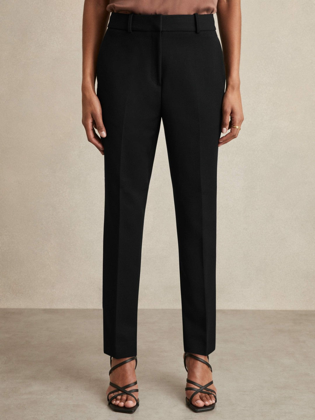 Women Petite Slim Fit Suit Trousers in Black