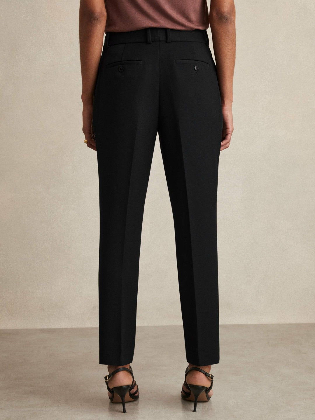 Women Petite Slim Fit Suit Trousers in Black
