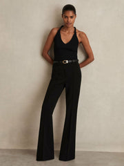 Women Flared Suit Trousers in Black