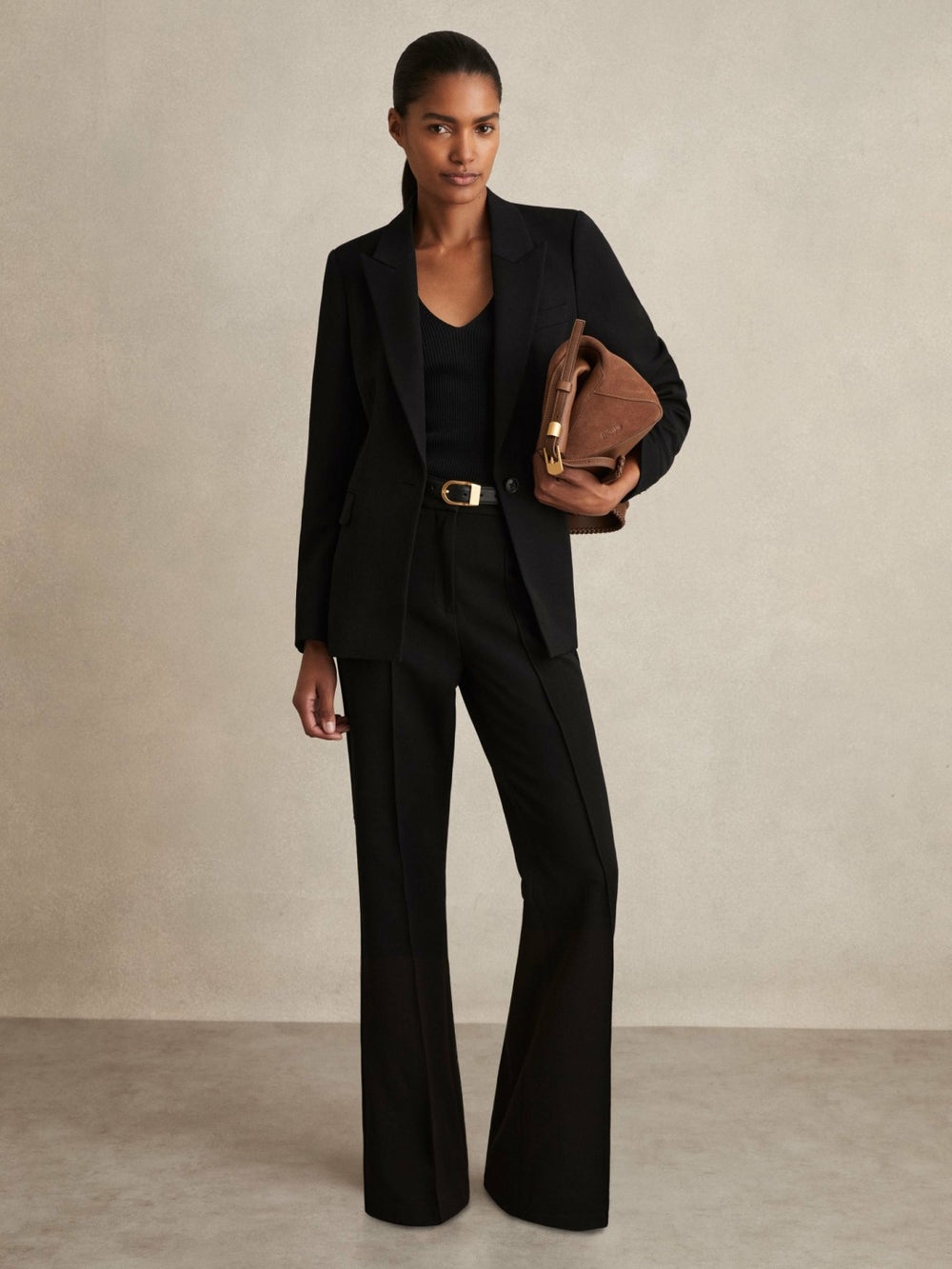 Women Flared Suit Trousers in Black