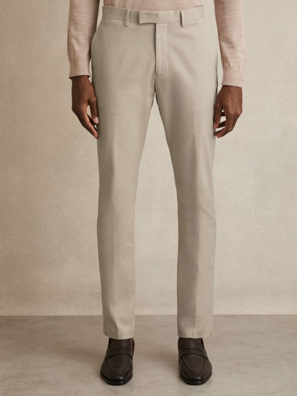 Men Slim Fit Cotton Blend Chinos in Stone