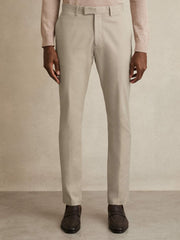 Men Slim Fit Cotton Blend Chinos in Stone