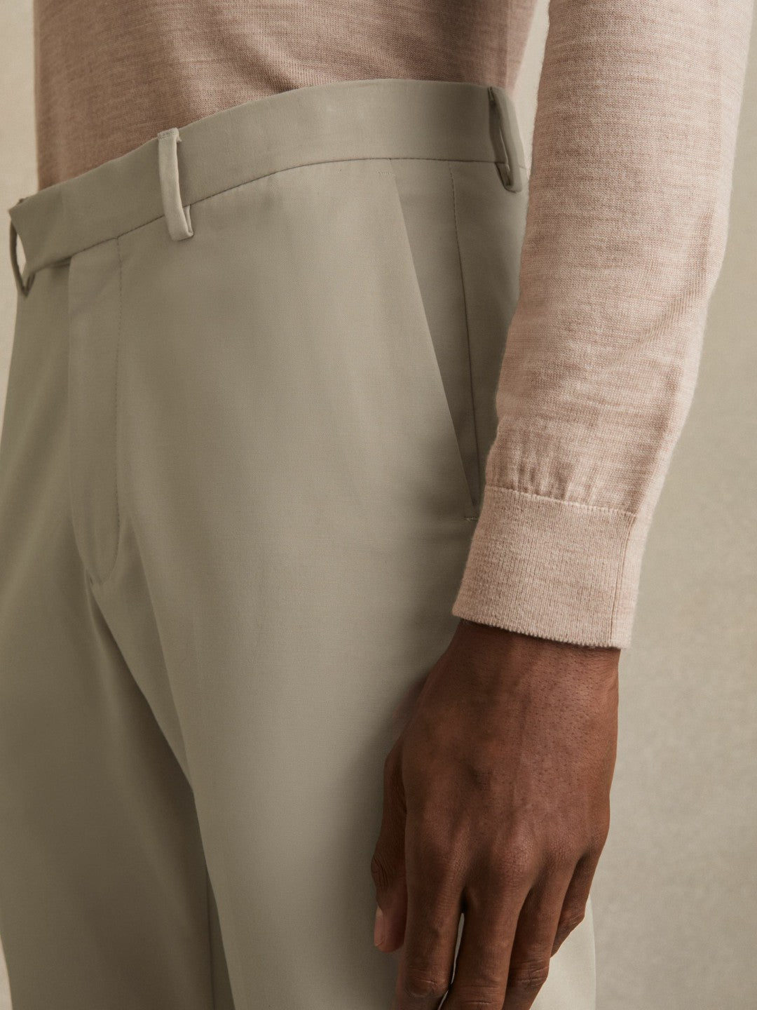 Men Slim Fit Cotton Blend Chinos in Stone