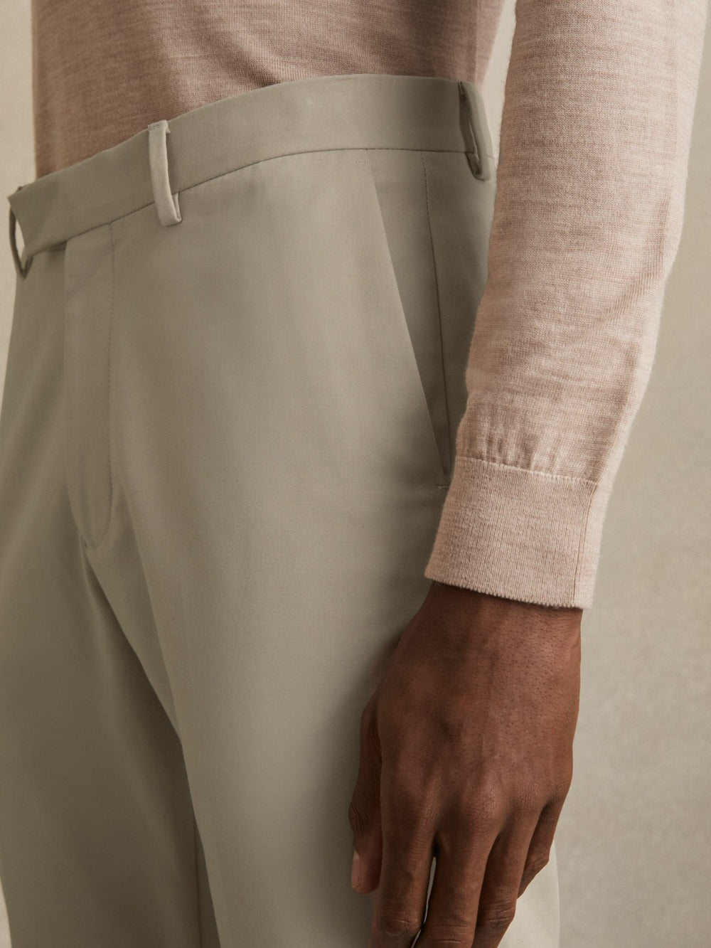 Men Slim Fit Cotton Blend Chinos in Stone