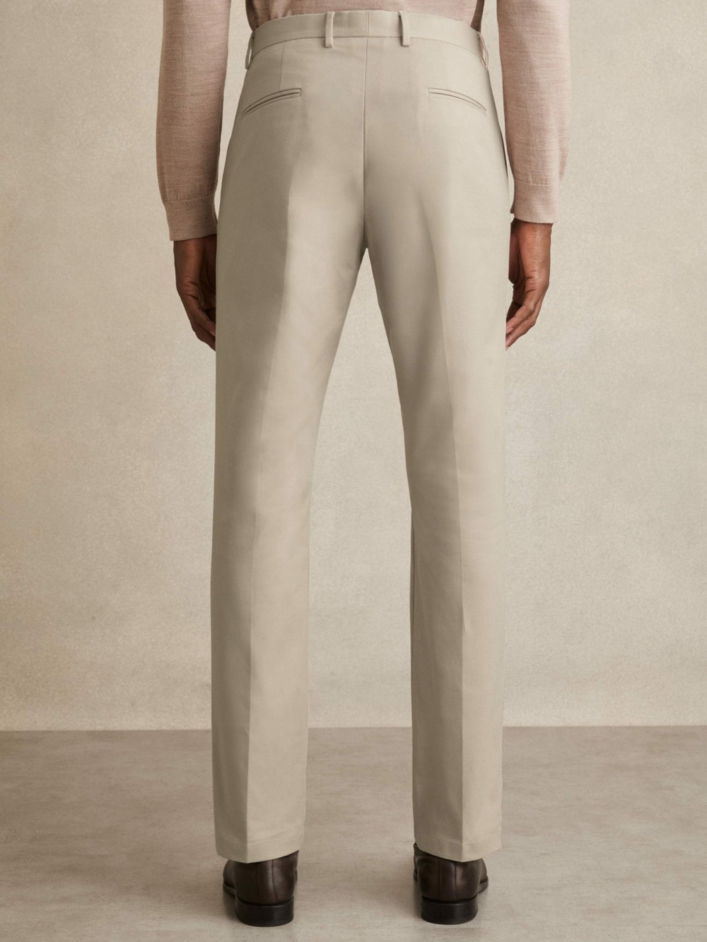 Men Slim Fit Cotton Blend Chinos in Stone
