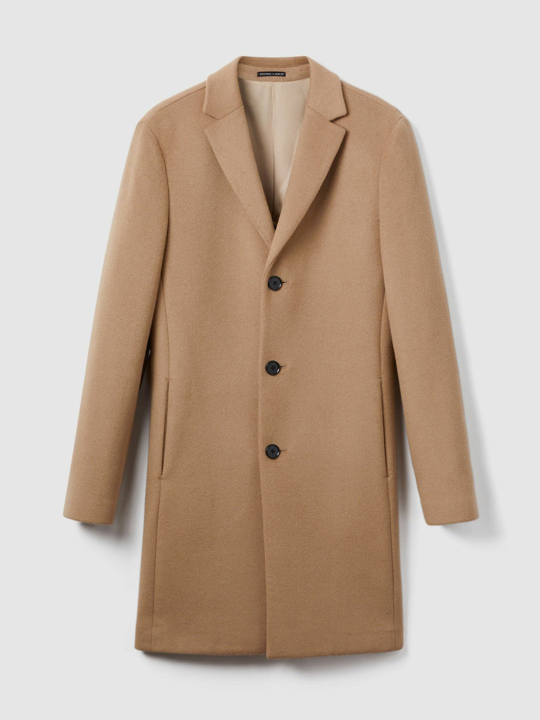Men Wool Blend Single Breasted Epsom Overcoat in Camel