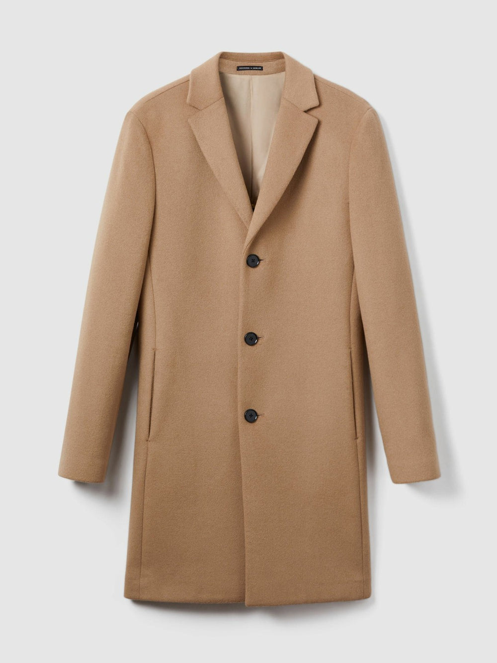 Men Wool Blend Single Breasted Epsom Overcoat in Camel