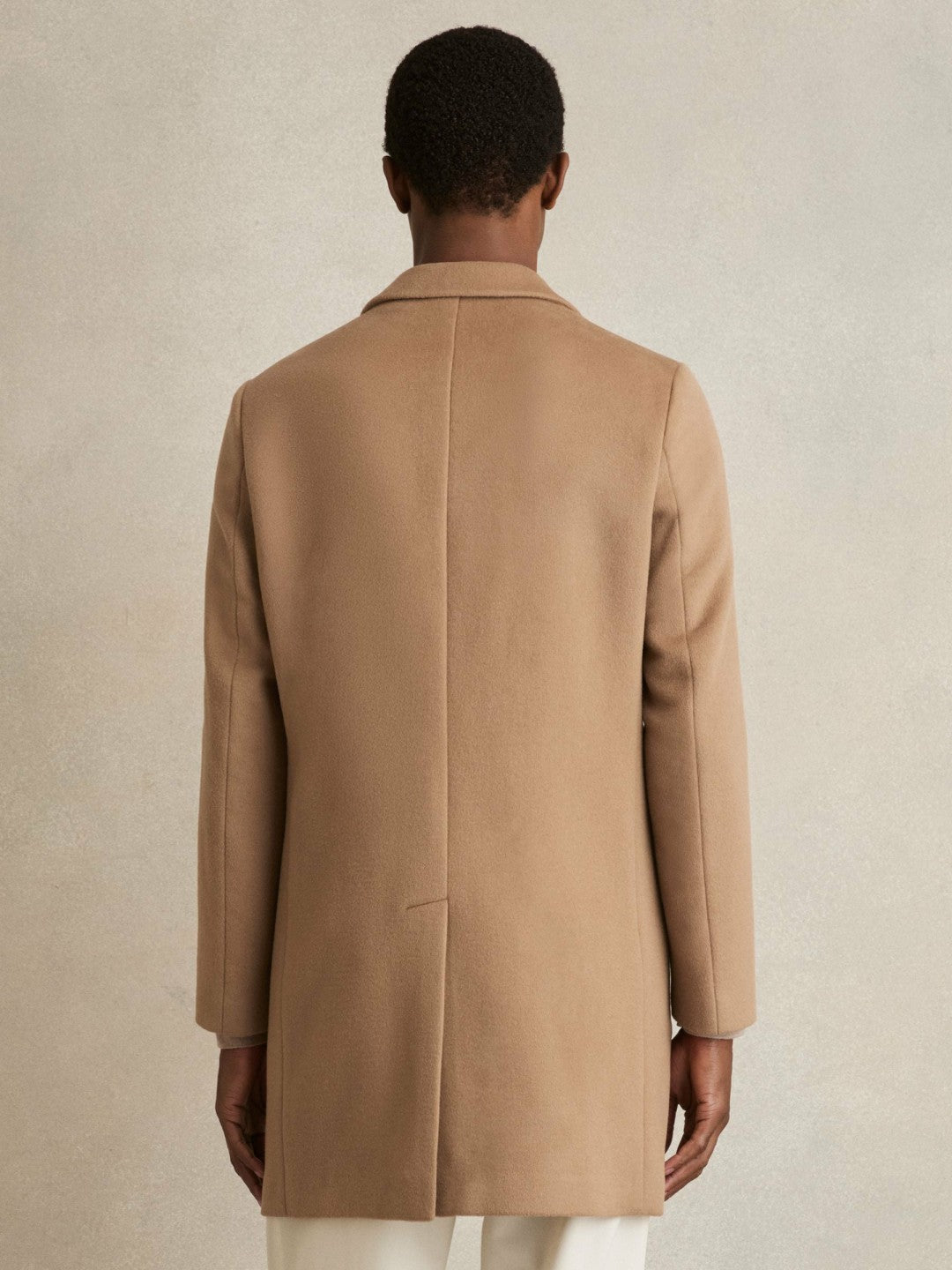 Men Wool Blend Single Breasted Epsom Overcoat in Camel