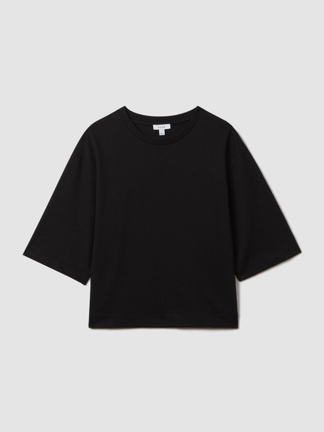 Women Oversized Cotton Crew Neck T-Shirt in Black
