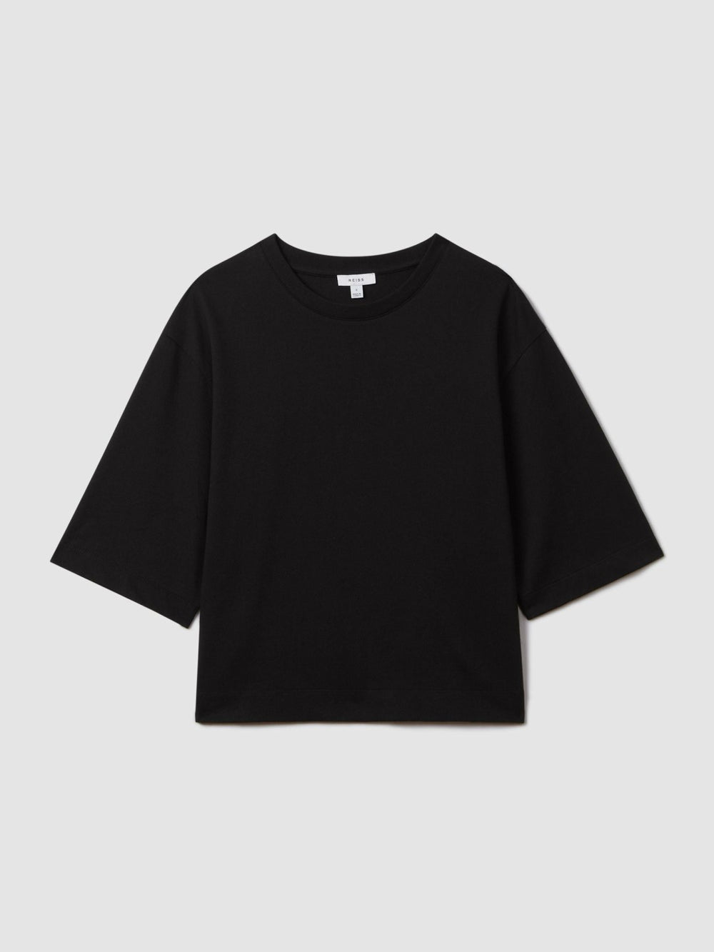 Women Oversized Cotton Crew Neck T-Shirt in Black